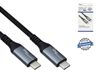USB 3.2 HQ Daten u. Ladekabel Typ C-C Stecker, unterstützt 100W (20V/5A) Aufladung, 20 GBit/s, schwarz, Box mit Euroloch, 1m